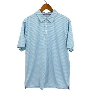MICHAEL ROUEN Polo Shirt Striped Performance Blue, White